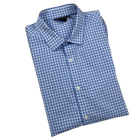 asos Men’s Long Sleeve Button Up Shirt Gingham Blue/White-L - Picture 2 of 12